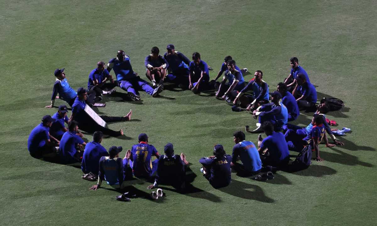 The Nepal team gets together after a winless but promising campaign, Bangladesh vs Nepal, T20 World Cup 2024, Kingstown, June 16, 2024