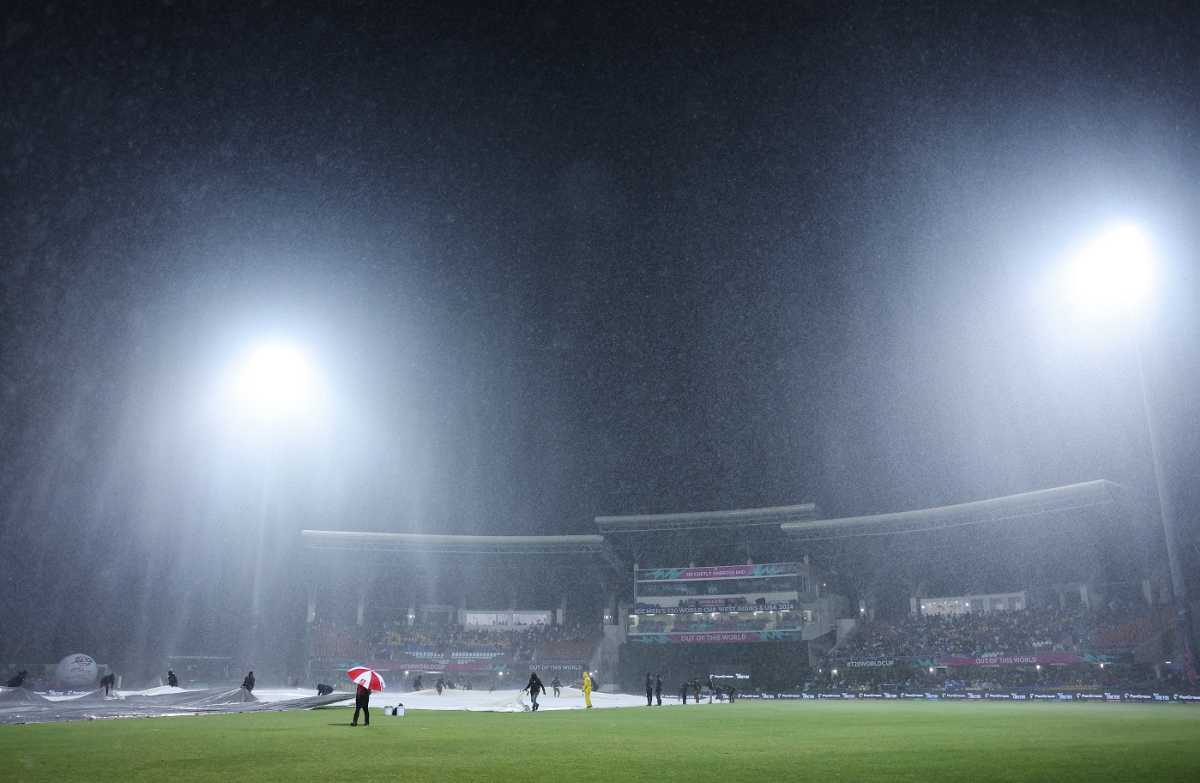 Rain stopped play in North Sound, West Indies vs South Africa, T20 World Cup 2024, Super Eight, North Sound, June 23, 2024