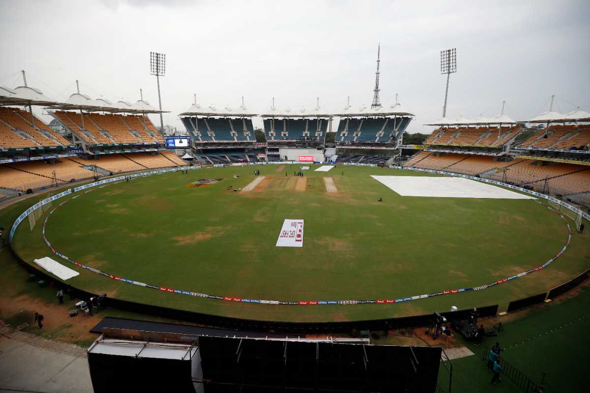 The first morning of the Chepauk Test between India and Bangladesh - and it was an overcast start, India vs Bangladesh, 1st Test, Chennai, September 19, 2024