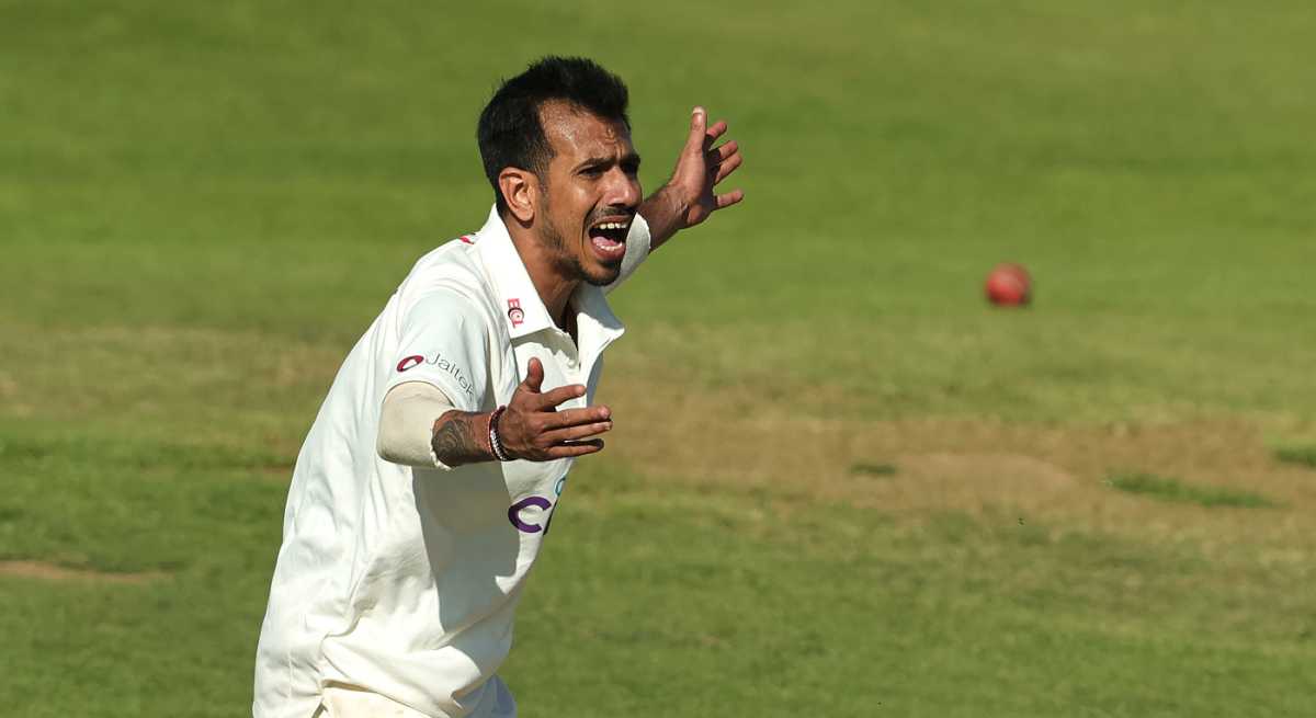 Yuzvendra Chahal appeals during his nine-wicket match haul, Northamptonshire vs Leicestershire, County Championship, Wantage Road, September 17, 2024