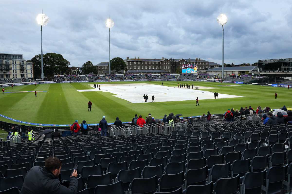The covers were on after it rained in the evening, England vs Australia, 5th ODI, Bristol, September 29, 2024