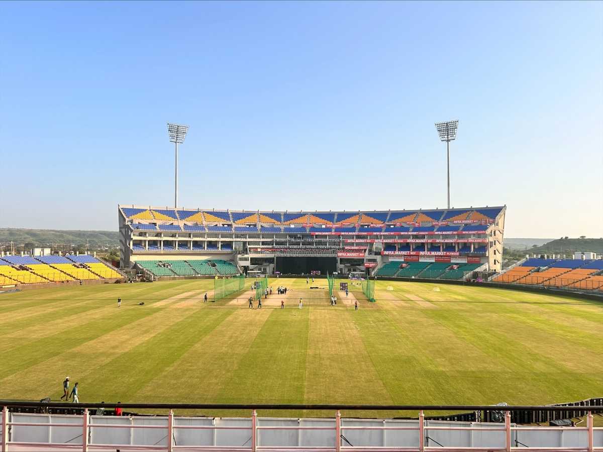 The Shrimant Madhavrao Scindia Cricket Stadium gets ready for its first international game, Gwalior, October 4, 2024