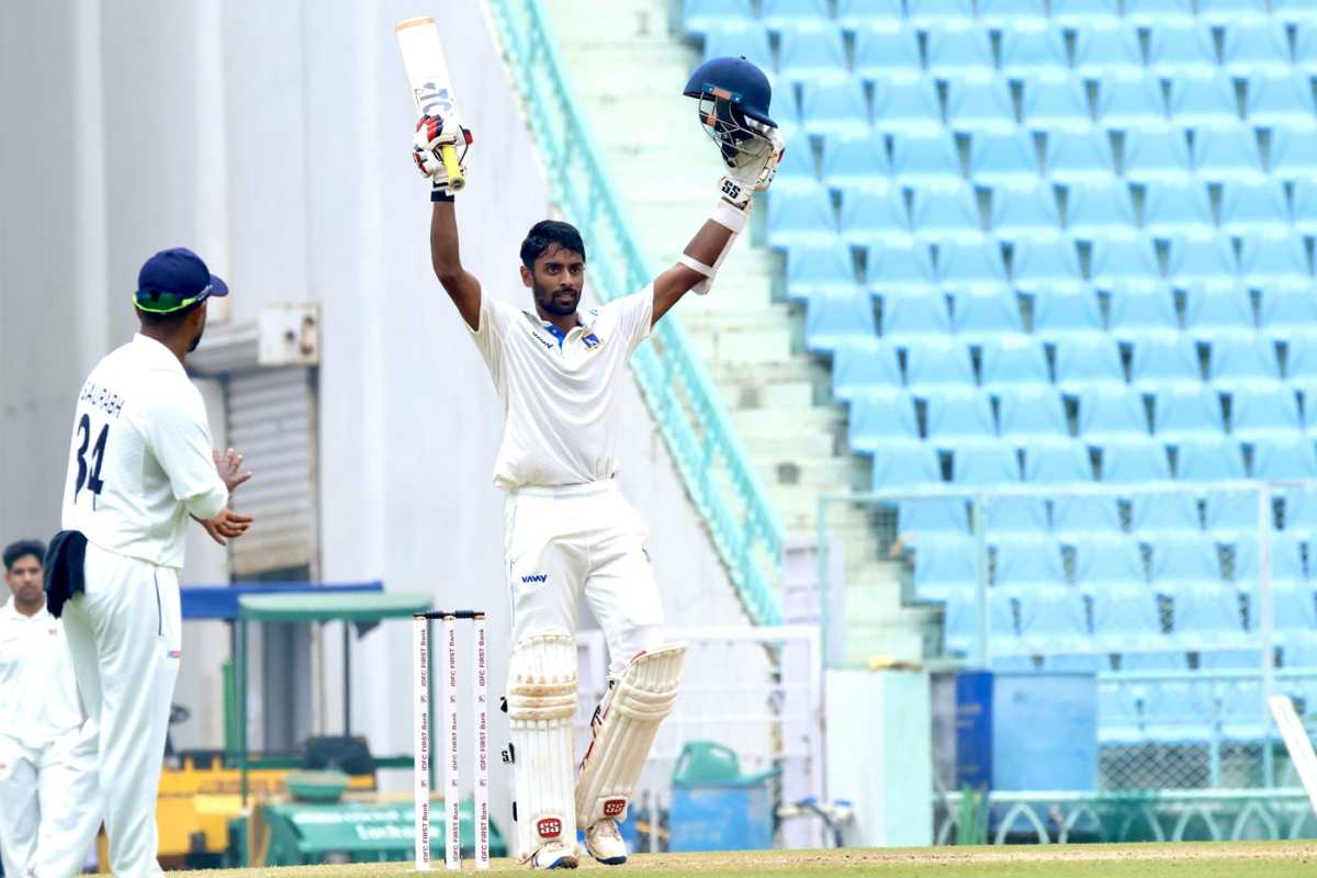 Abhimanyu Easwaran celebrates his century, UP vs Bengal, Ranji Trophy 2024-25, Lucknow, October 14, 2024