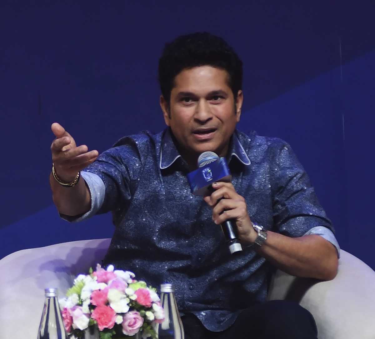 Sachin Tendulkar at the unveiling of the Indian Street Premier League (ISPL) trophy, Mumbai, December 11, 2024