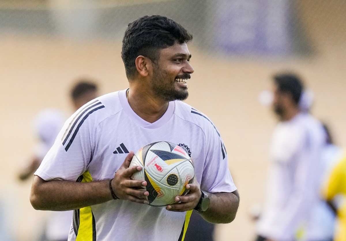 Sanju Samson is all smiles during a training session, Chennai, January 24, 2025