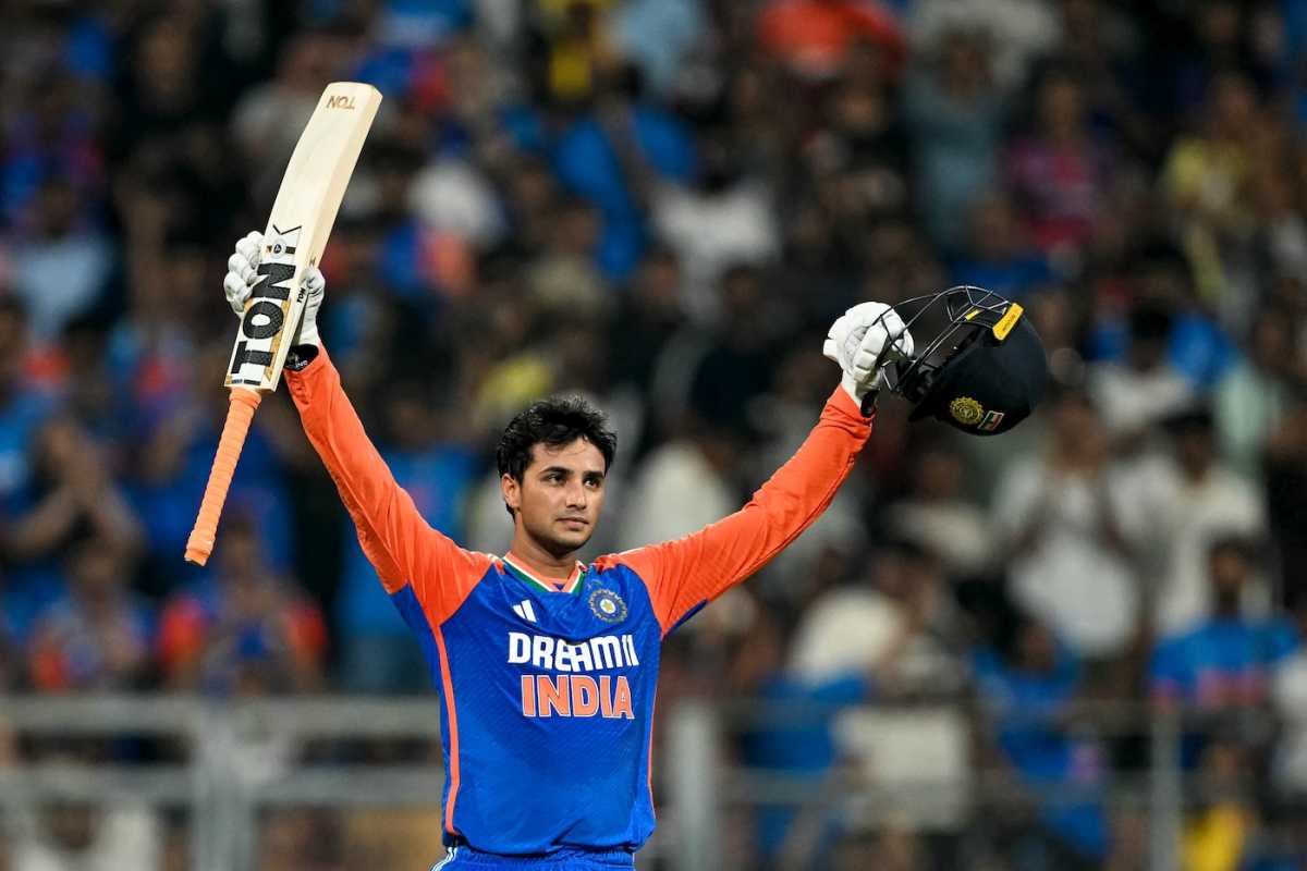 Abhishek Sharma celebrates his second T20I hundred, India vs England, 5th T20I, Wankhede Stadium, Mumbai, February 2, 2025