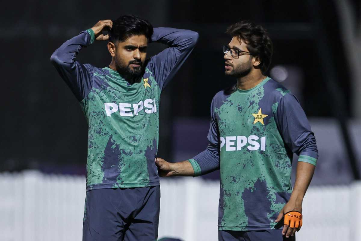 Babar Azam and Imam-ul-Haq, Pakistan's probable opening pair against India, have a chat, ICC Champions Trophy, Dubai, February 21, 2025
