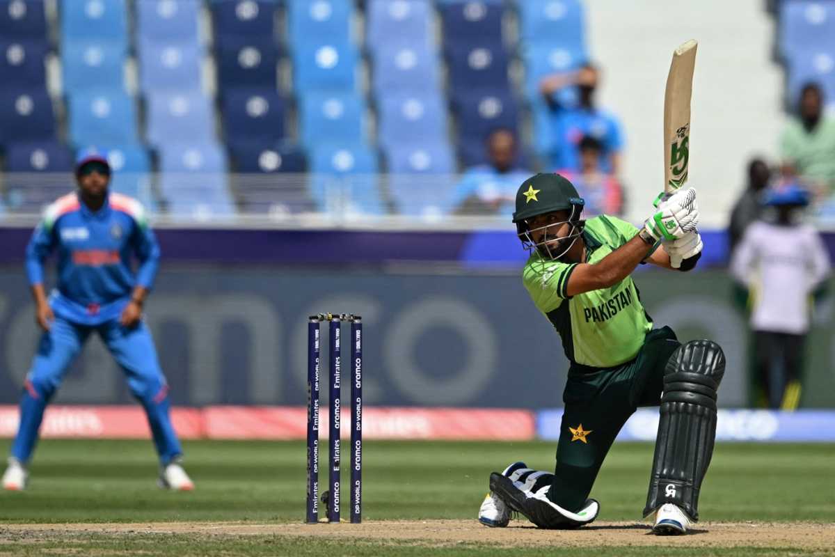 Babar Azam drills one through cover, Pakistan vs India, ICC Men's Champions Trophy, Dubai, February 23, 2025