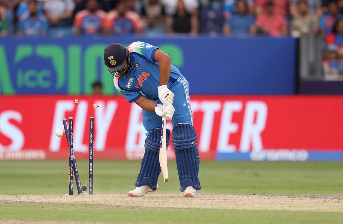 Rohit Sharma is bowled, Pakistan vs India, Dubai, Champions Trophy, February 23, 2025