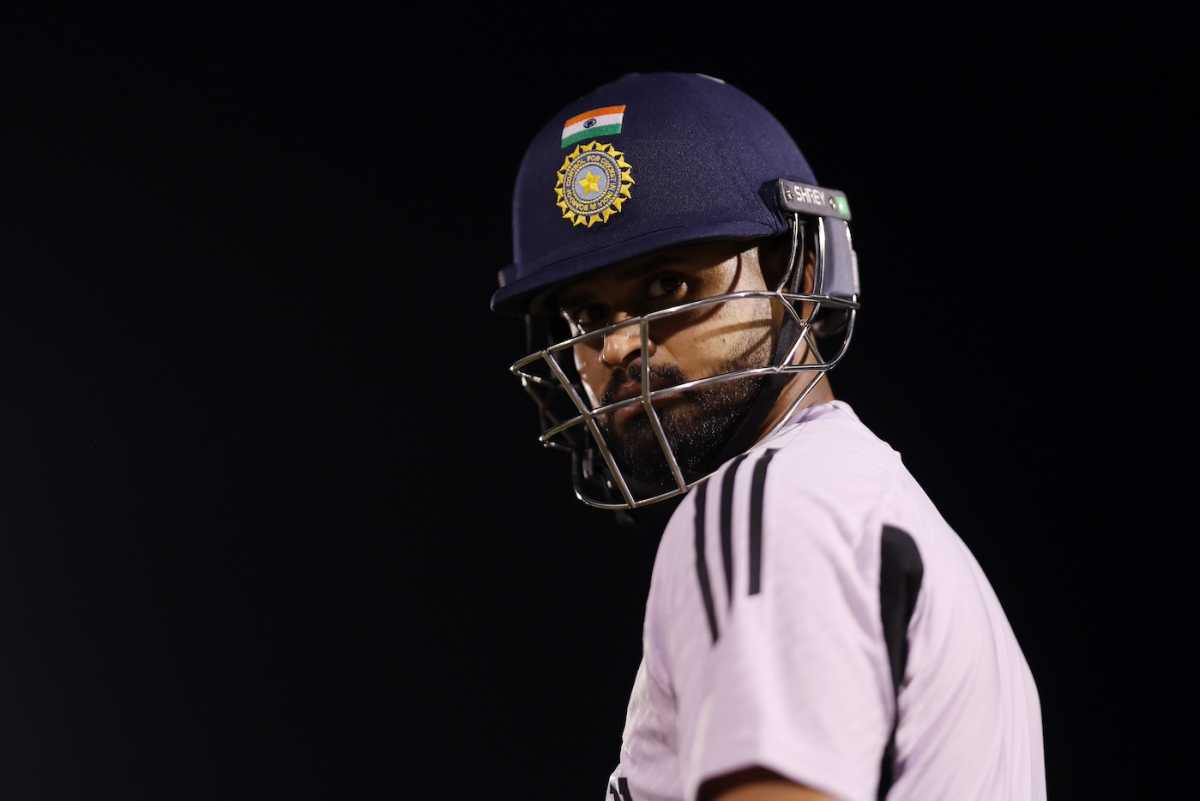 Shreyas Iyer gets ready for a batting session, India vs New Zealand, Champions Trophy final, Dubai, March 8, 2025