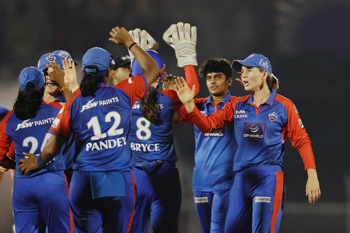 Shree Charani celebrates the wicket of Nat Sciver-Brunt, Mumbai Indians vs Delhi Capitals, WPL 2025, final, Mumbai, March 15, 2025