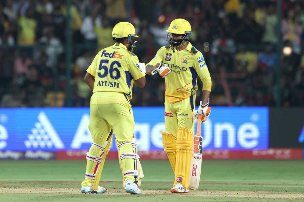 A century stand between Ayush Mhatre and Ravindra Jadeja kept CSK's chase going, Royal Challengers Bengaluru vs Chennai Super Kings, IPL 2025, Bengaluru, May 3, 2025