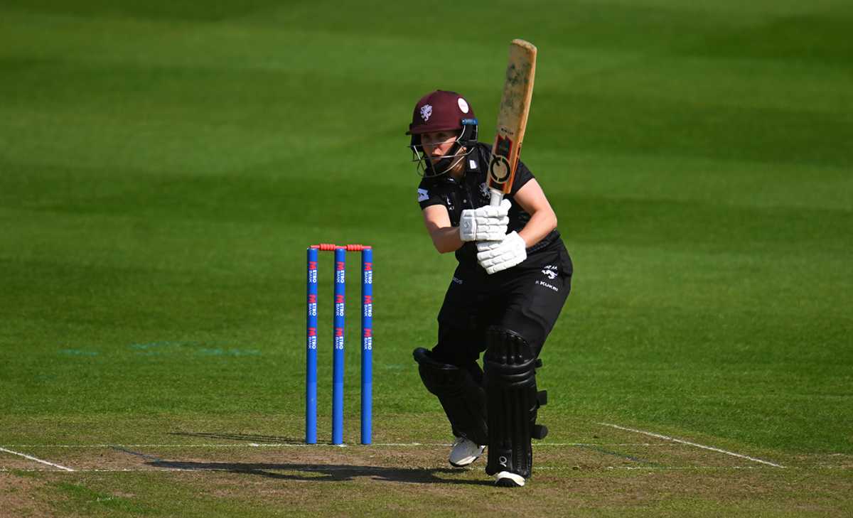 Sophie Luff plays one to the off side, Metro Bank One Day Cup, Somerset Women vs Lancashire Women, Taunton, April 27, 2025