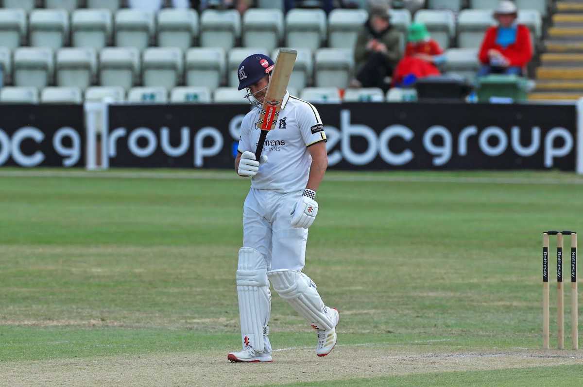 Sam Hain acknowledges his second half-century of the match, Worcestershire vs Warwickshire, County Championship, New Road, May 25, 2025