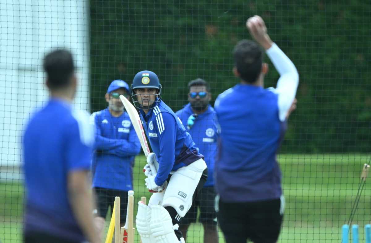 Shubman Gill bats in the nets, Beckenham, June 8, 2025