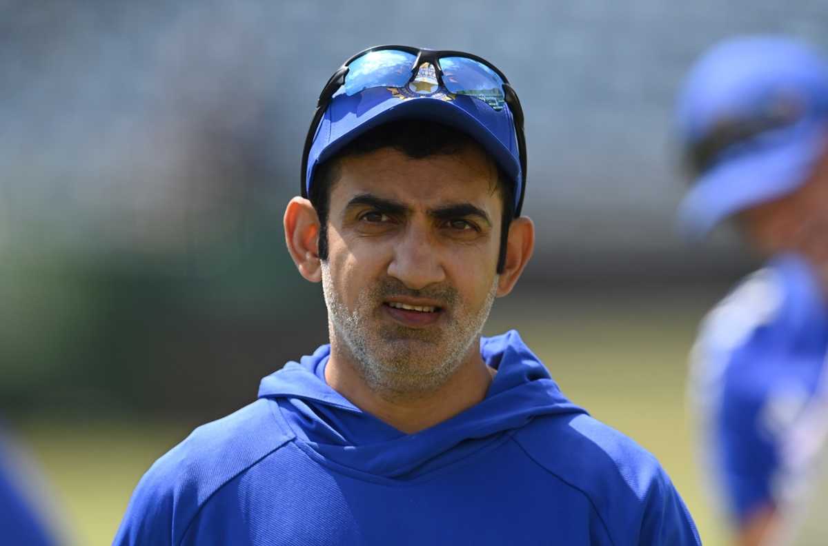 Gautam Gambhir looks on during India's training session, Headingley, June 19, 2025