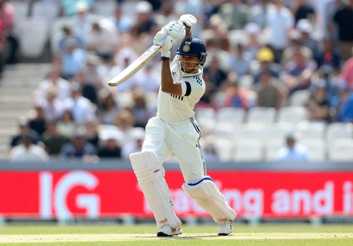 Yashasvi Jaiswal drives down the ground, England vs India, 1st Test, Leeds, 1st day, June 20, 2025