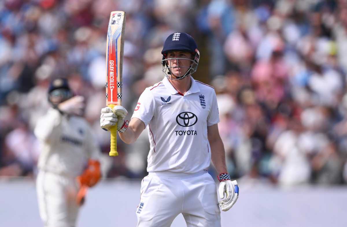 Harry Brook celebrates after making 150, England vs India, 2nd Test, Birmingham, 3rd day, July 4, 2025