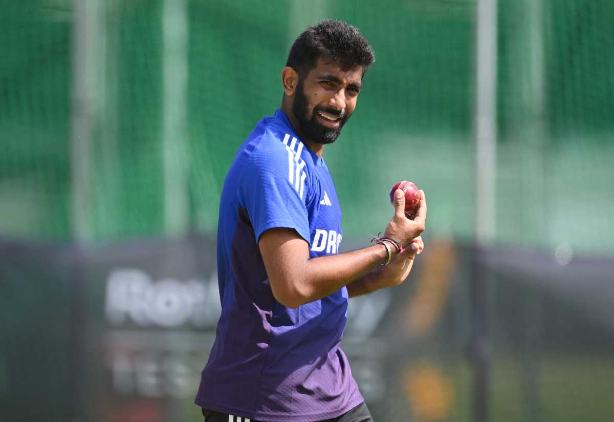 Jasprit Bumrah concentrates during a training session, England vs India, 3rd Test, Lord's, July 9, 2025