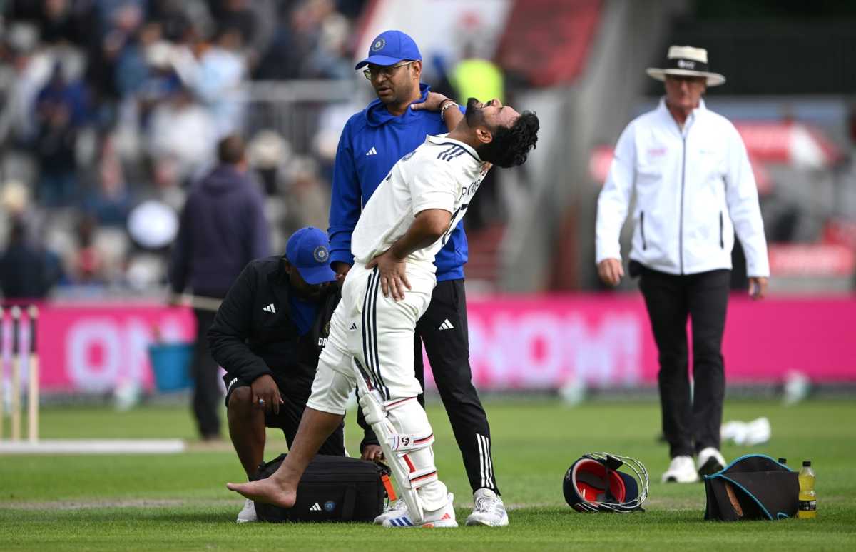 Rishabh Pant winces in pain, England vs India, 4th Test, 1st day, Manchester, July 23, 2025