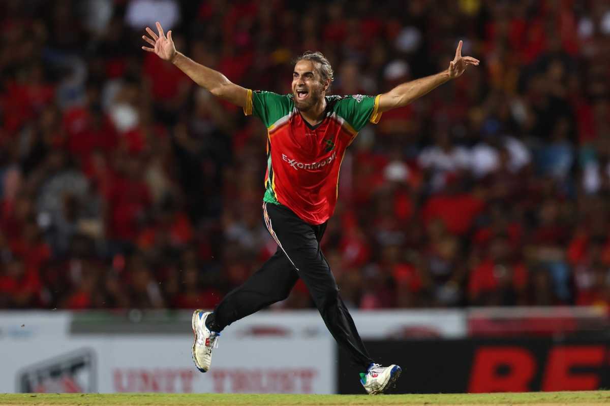 Imran Tahir caused a few flutters with a triple-wicket over, Trinbago Knight Riders vs Guyana Amazon Warriors, CPL 2025, Tarouba, August 30, 2025