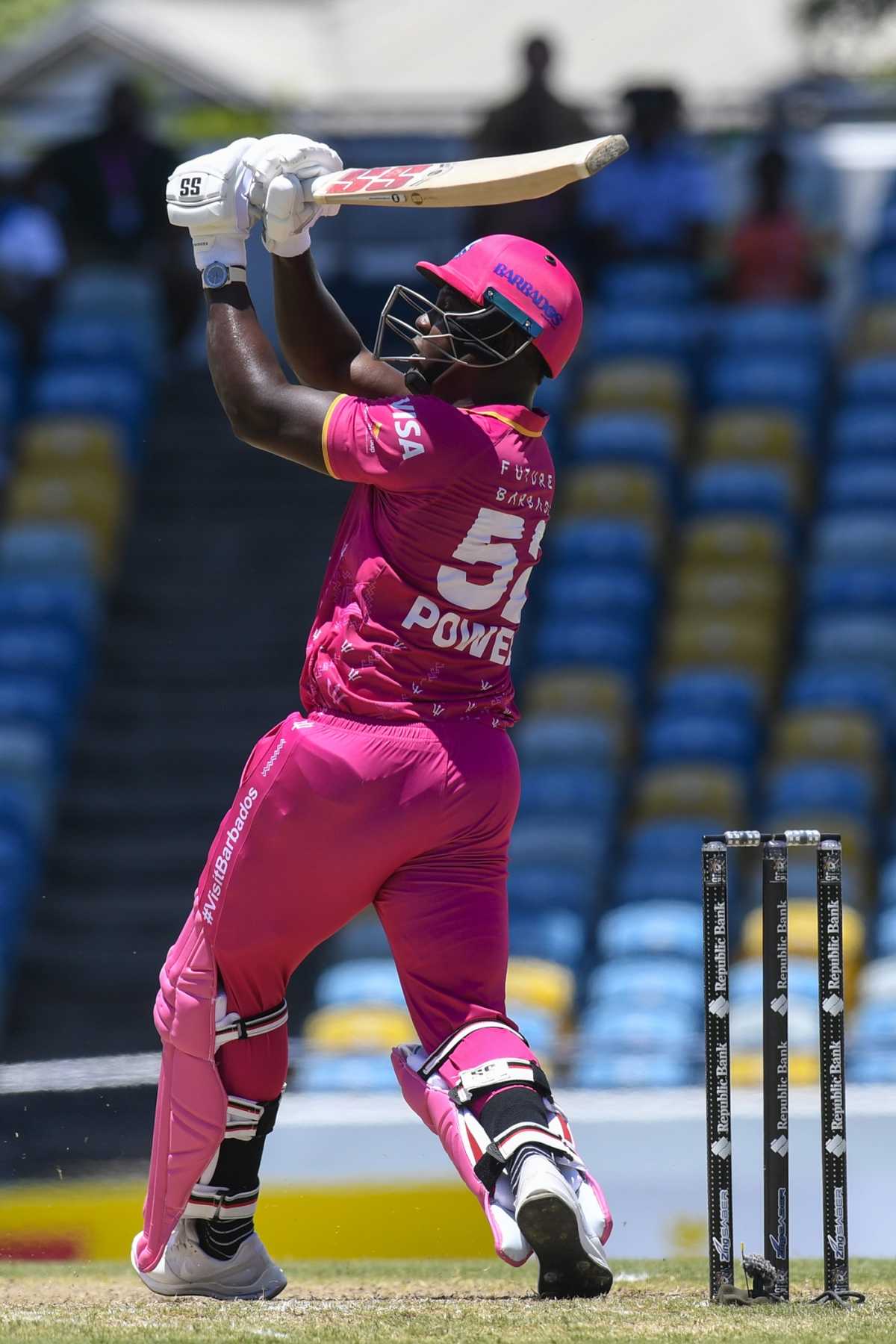 Rovman Powell whacks a six, Barbados Royals vs St Lucia Kings, CPL 2025, Bridgetown, September 7, 2025