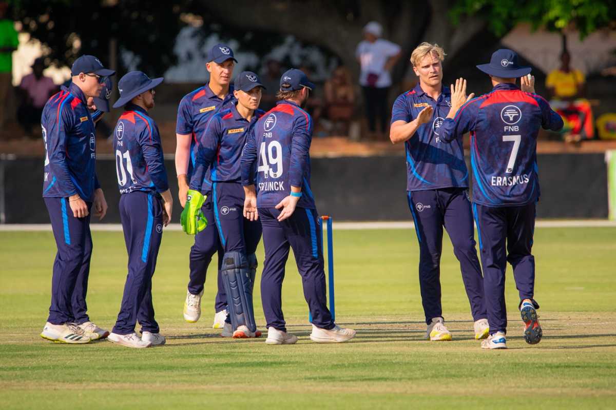 Ruben Trumpelmann got the wicket of Brian Bennett, Zimbabwe vs Namibia, 2nd T20I, Bulawayo, September 16, 2025