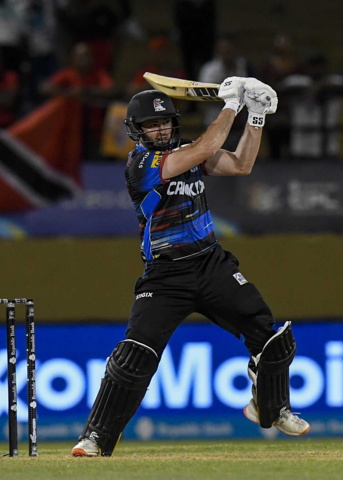 Andries Gous pulls the ball on his way to a half-century, Antigua and Barbuda Falcons vs Trinbago Knight Riders, CPL 2025, Providence, September 16, 2025