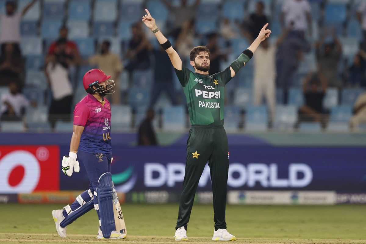 Shaheen Shah Afridi's trademark celebration came out early, UAE vs Pakistan, Men's T20 Asia Cup, Dubai, September 17, 2025