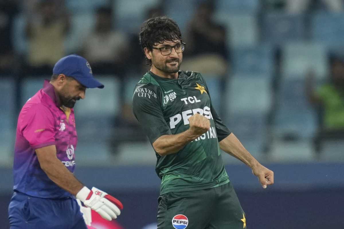 Abrar Ahmed is pumped up after dismissing Asif Khan, UAE vs Pakistan, Men's T20 Asia Cup, Dubai, September 17, 2025