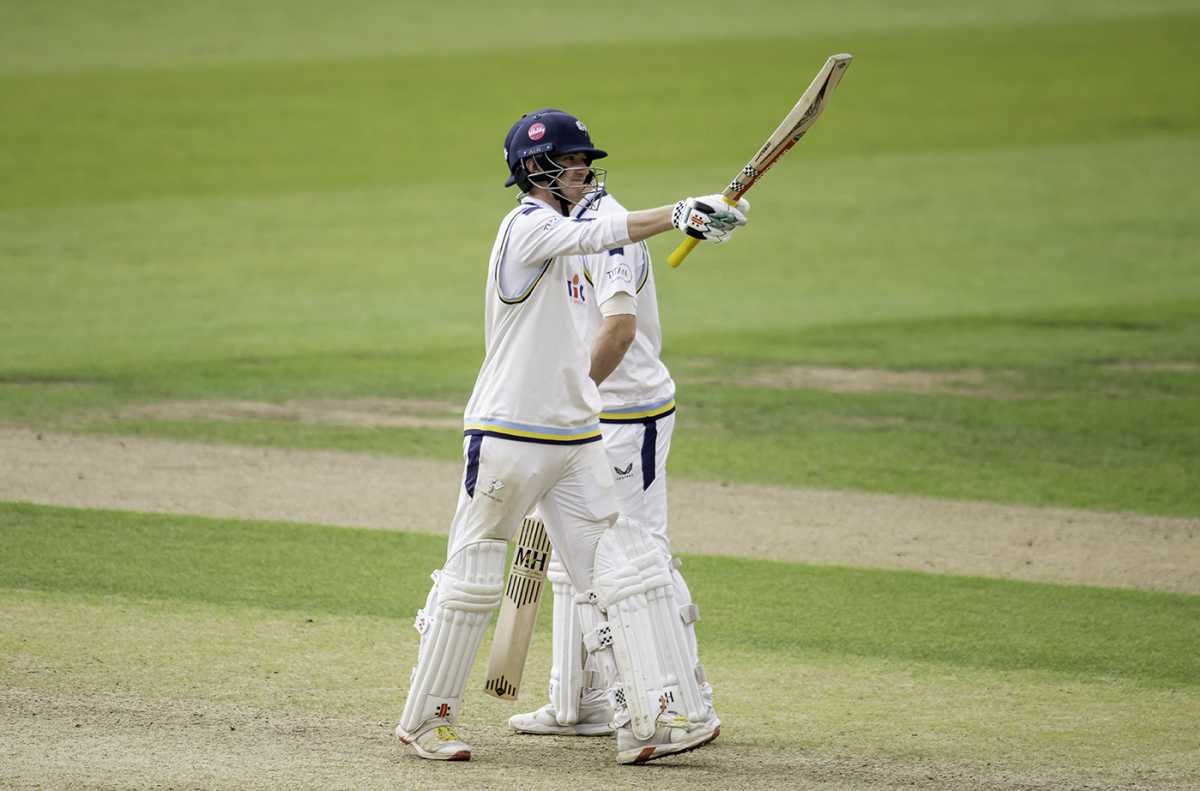 George Hill acknowledges reaching fifty, Yorkshire vs Durham, County Championship, Headingley, September 26, 2025
