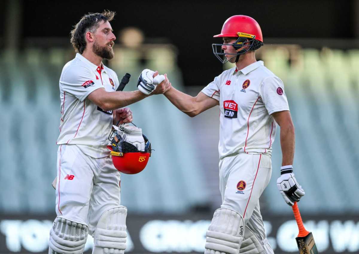 Jake Lehmann and Henry Hunt made twin centuries, South Australia vs Victoria, Sheffield Shield, day 1, Adelaide Oval, October 4, 2025