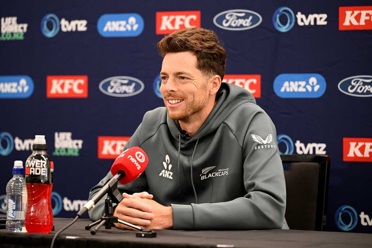 Mitchell Santner addresses the media, Christchurch, October 17, 2025