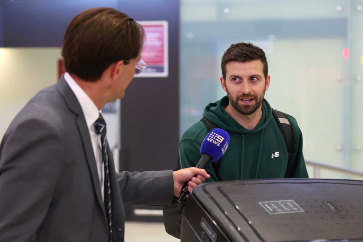 Mark Wood speaks to Channel 9 after arriving in Perth, Perth, November 3, 2025