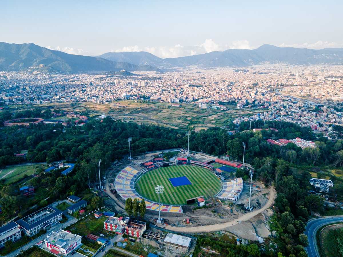 An aerial view of the TU Cricket Stadium, Kathmandu, November 8, 2025