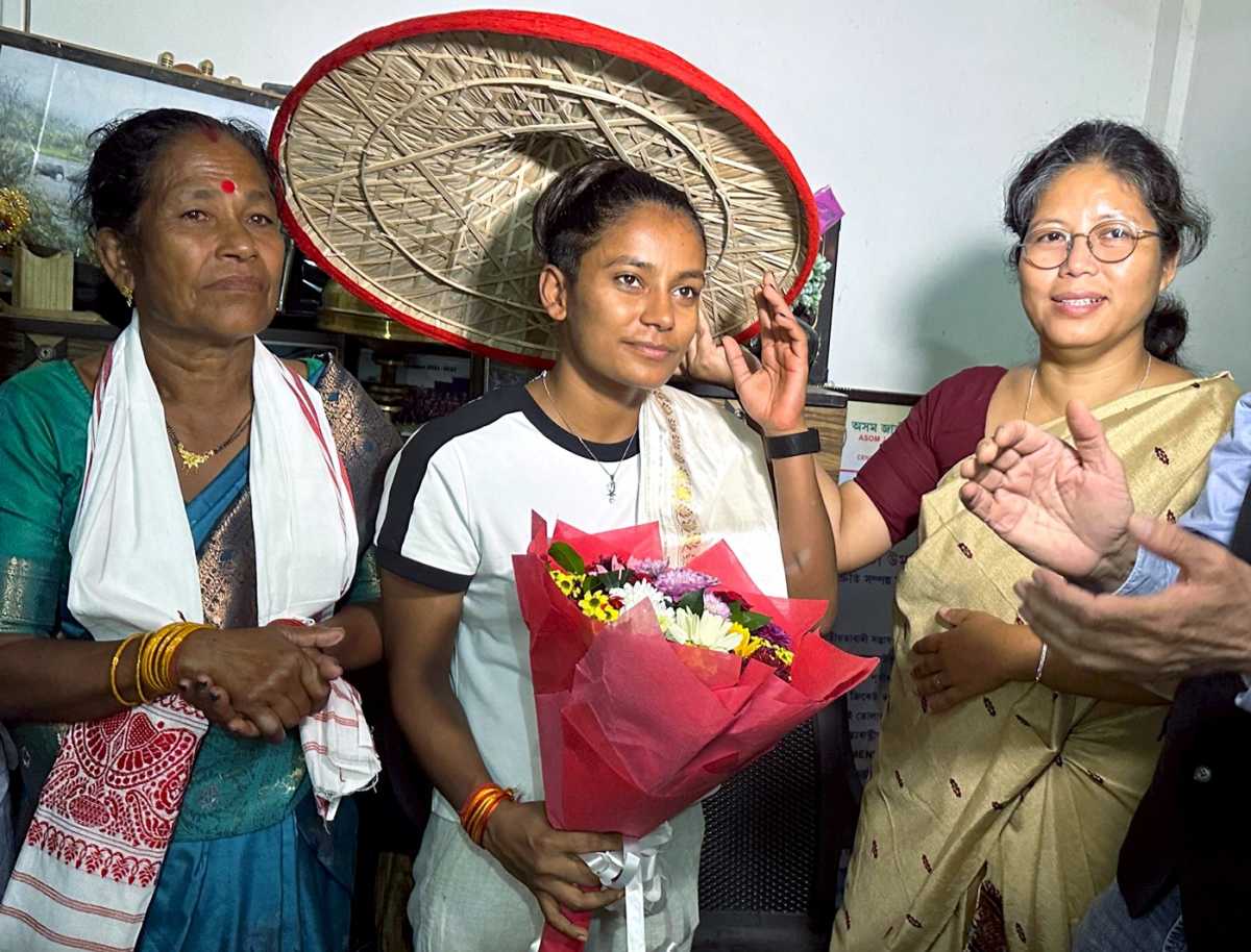 World Cup winner Uma Chetry was felicitated in Golaghat, Assam, November 7, 2025