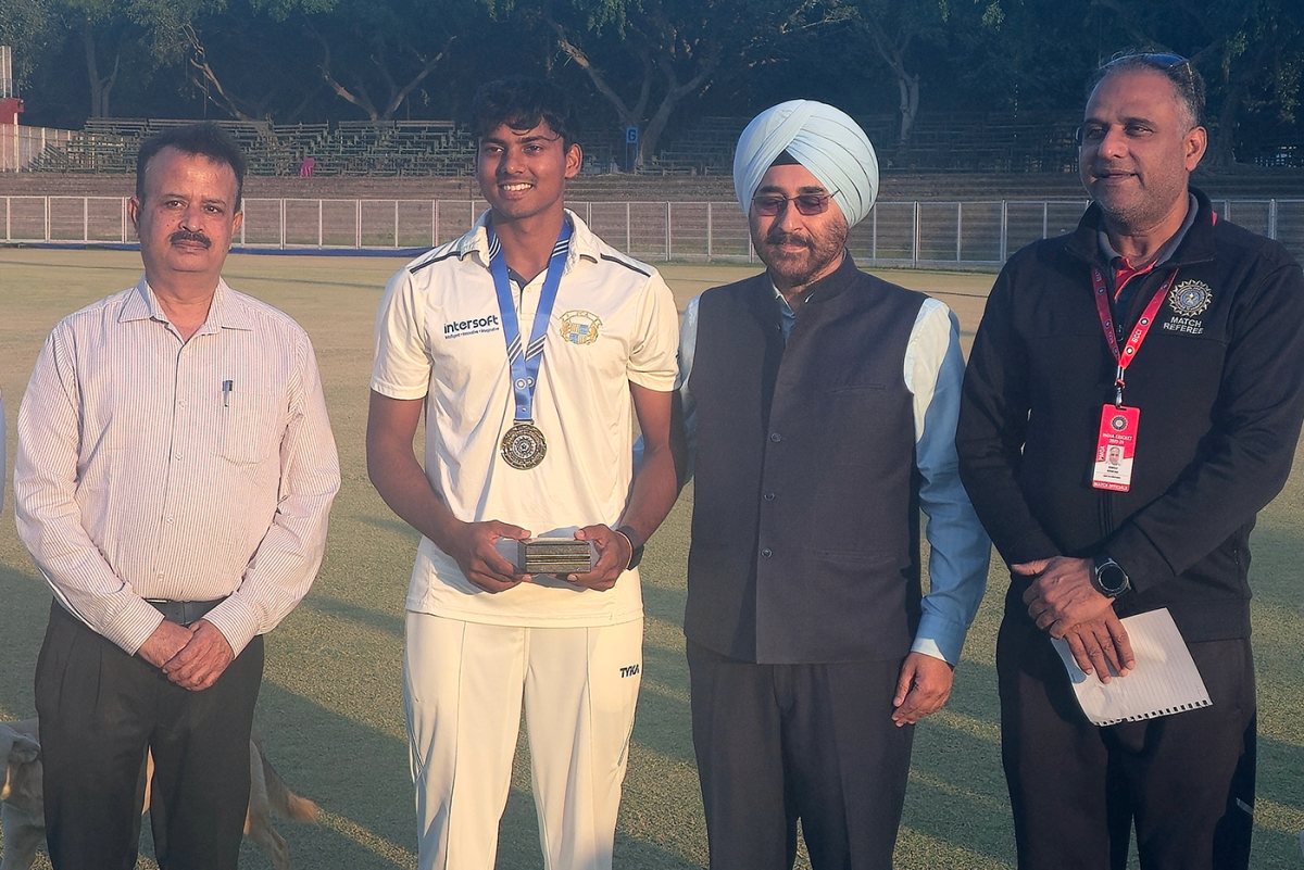 Ayush Goyal was named the Player of the Match, Chandigarh vs Punjab, 3rd day, Chandigarh, Ranji Trophy, November 10, 2025
