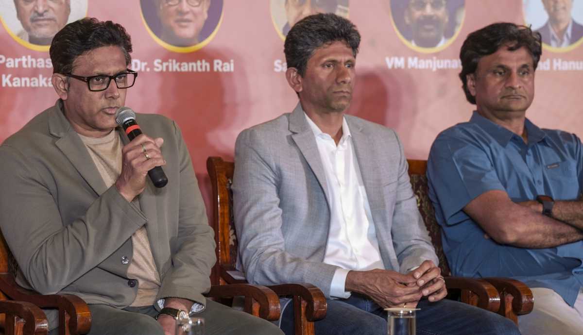 Anil Kumble, Venkatesh Prasad and Javagal Srinath address the media, Bengaluru, November 11, 2025