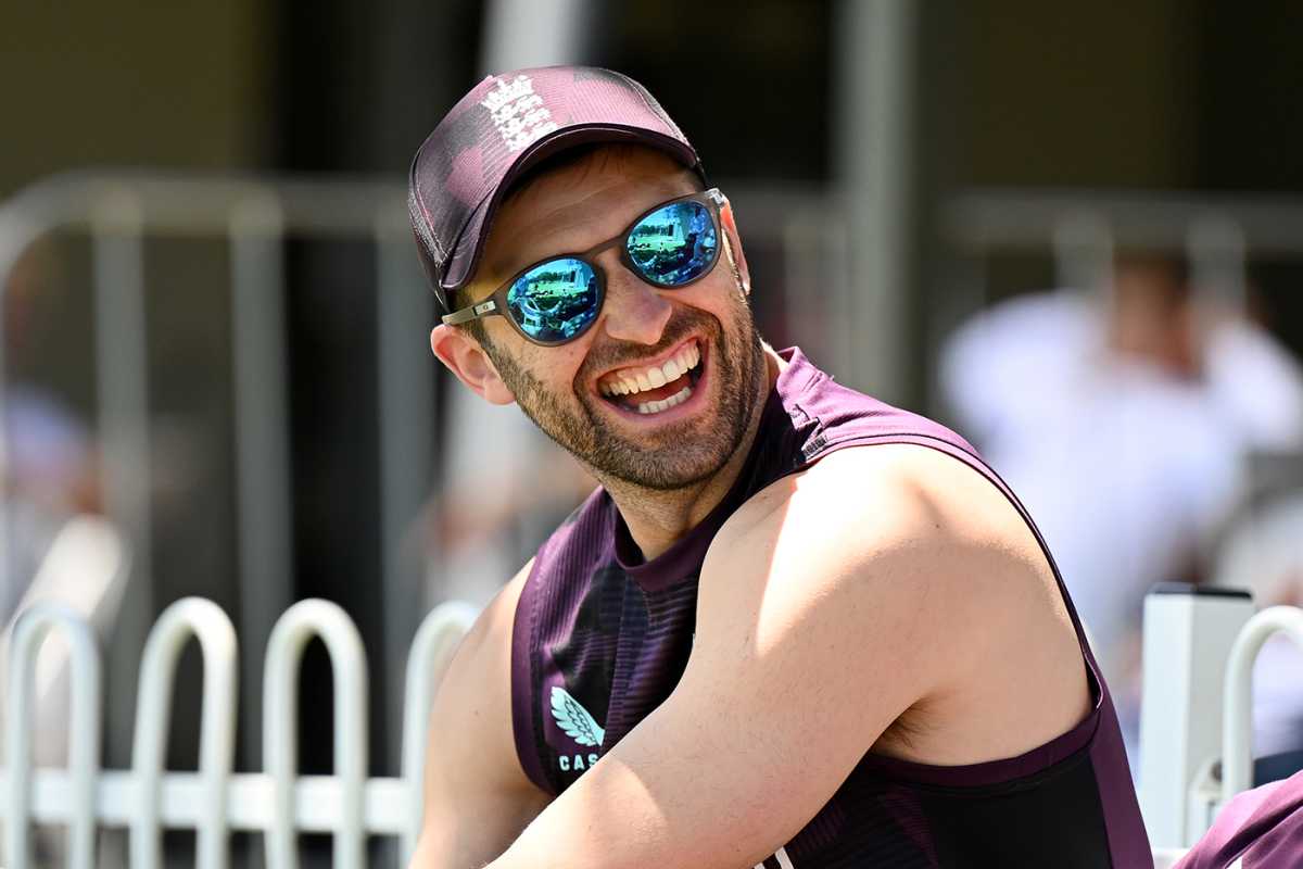 Mark Wood was in good spirits after being cleared of a hamstring strain, England XI vs England Lions, Tour match, Lilac Hill, November 15, 2025