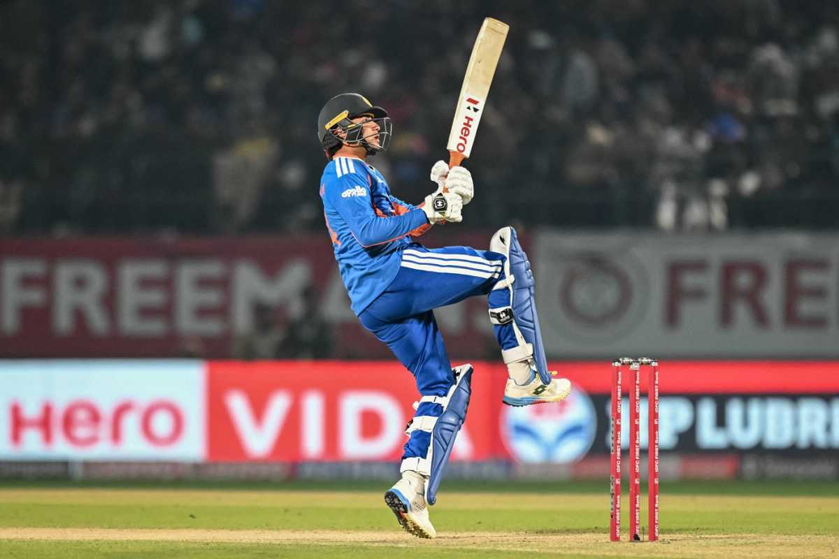 Abhishek Sharma swivels playing the pull shot, India vs South Africa, 3rd men's T20I, Dharamsala, December 14, 2025