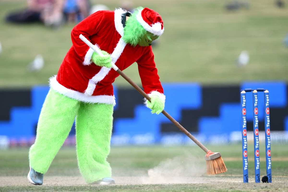 The Grinch made an appearance on dress-up day, New Zealand vs West Indies, 3rd Test, Mount Maunganui, 3rd day, December 20, 2025