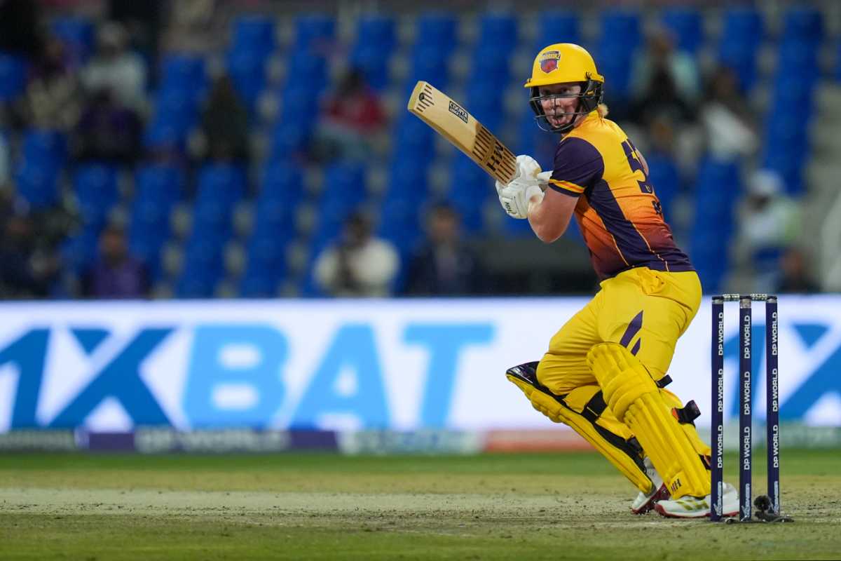 James Rew played a rapid knock at the death, Abu Dhabi Knight Riders vs Sharjah Warriorz, ILT20 2025-26, Abu Dhabi, December 22, 2025 