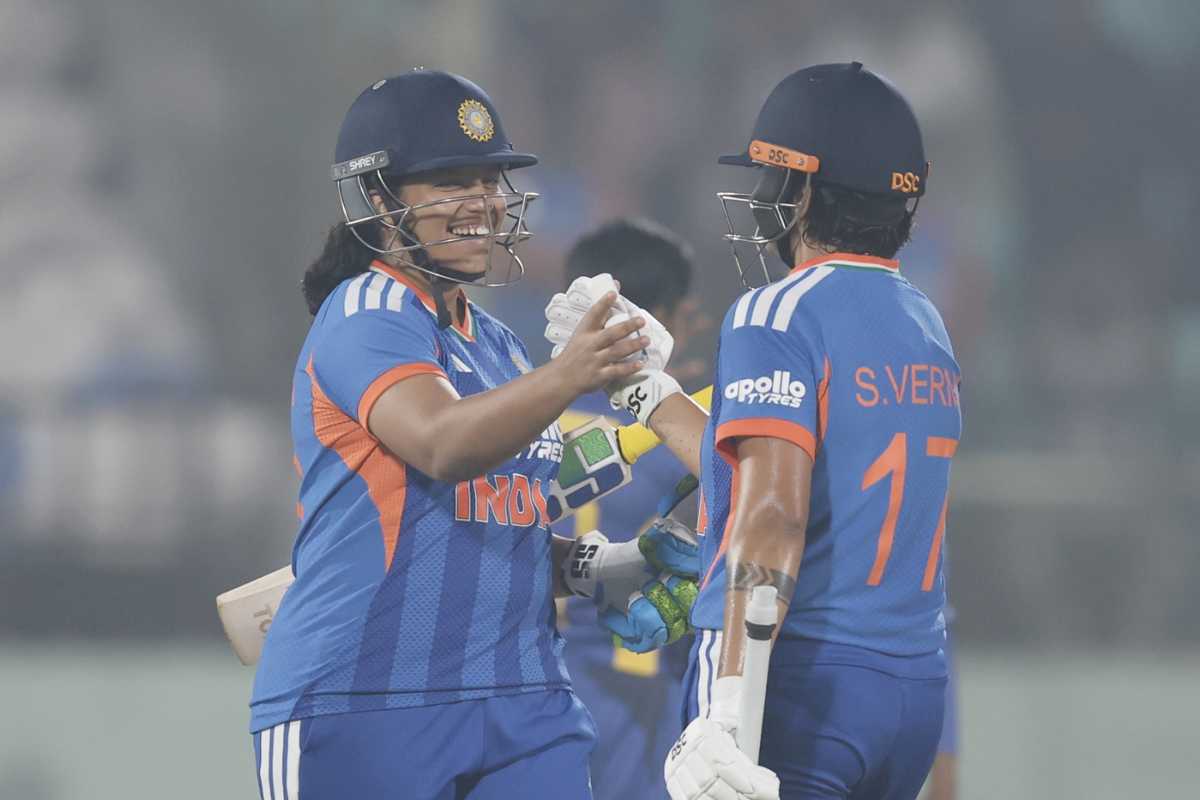 India took just 11.5 overs to overhaul Sri Lanka's 129-run target, India vs Sri Lanka, 2nd Women's T20I, Visakhapatnam, December 23, 2025