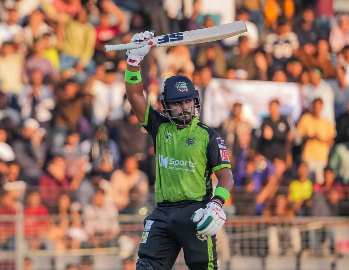 Parvez Hossain Emon scored an unbeaten 65 in the opener, Sylhet Titans vs Rajshahi Warriors, BPL, Sylhet, December 26, 2025