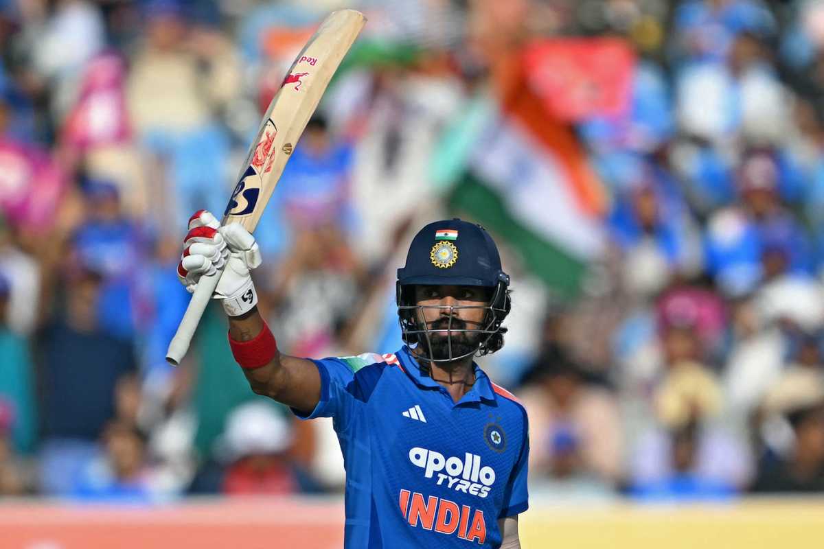 KL Rahul celebrates his fifty, India vs New Zealand, 2nd ODI, Rajkot, January 14, 2026