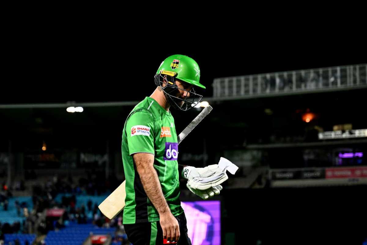 Glenn Maxwell faced just four balls in Melbourne Stars unsuccessful chase, Hobart Hurricanes vs Melbourne Stars, BBL, Knockout, Hobart, January 21, 2026