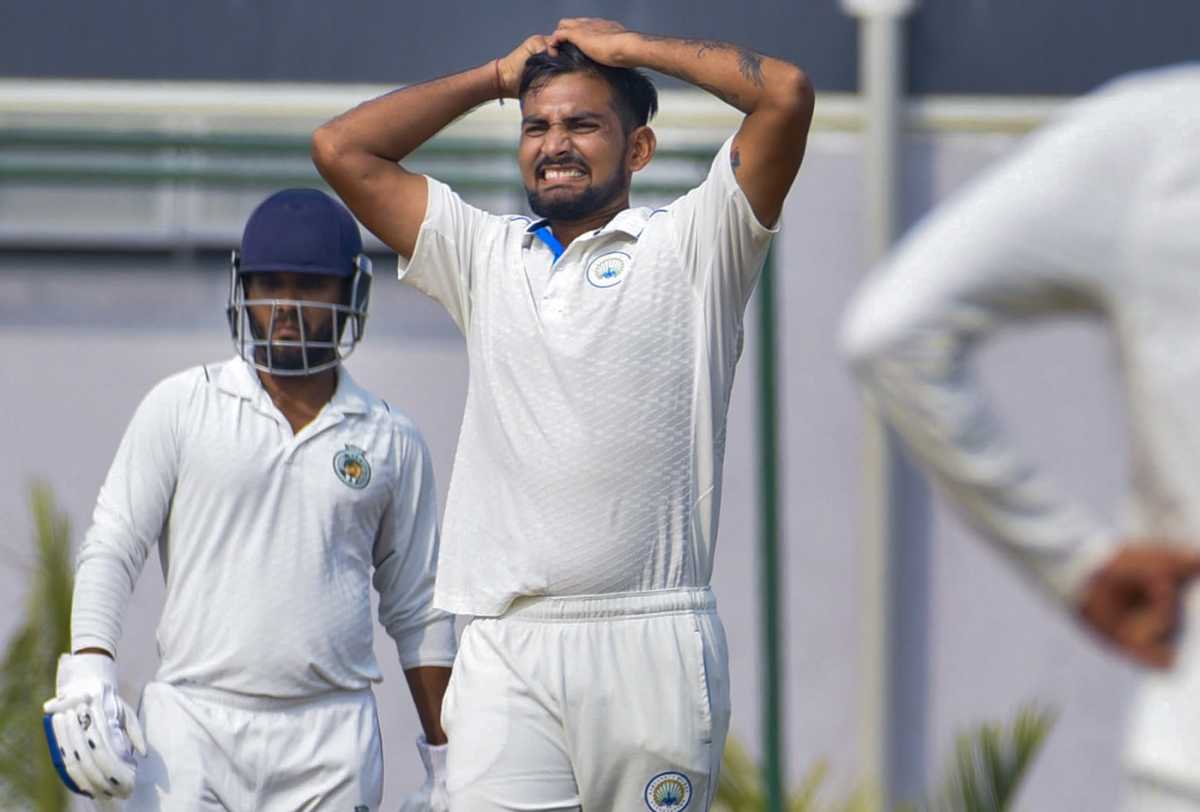 Haryana's Aman Kumar is ready to tear his hair out, Assam vs Haryana, Ranji Trophy 2025-26, 1st day, Fulung, January 22, 2026