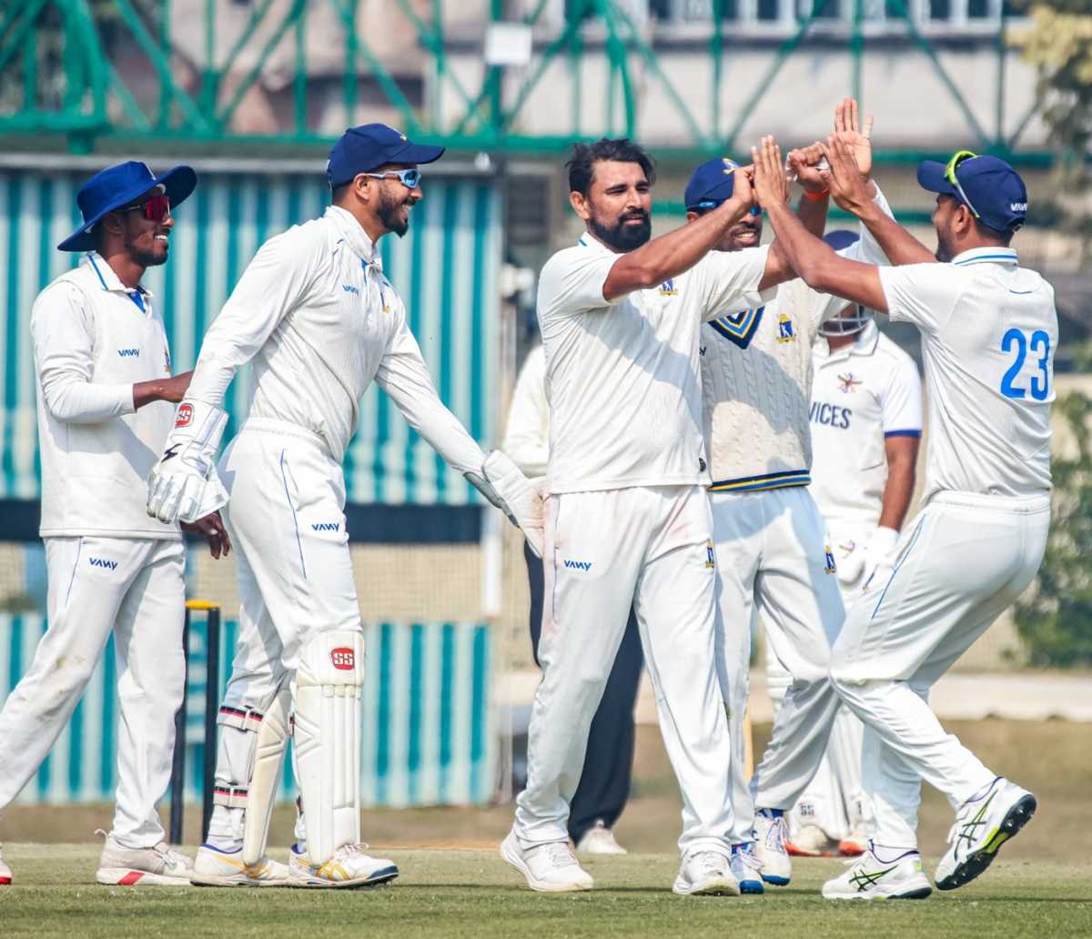 Mohammed Shami bagged five second-innings wickets on day three, Bengal vs Services, Ranji Trophy 2025-26, 3rd day, Kalyani, January 24, 2026