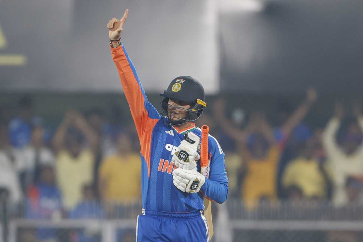Abhishek Sharma celebrates his fifty, India vs New Zealand, 3rd T20I, Guwahati, January 25, 2026