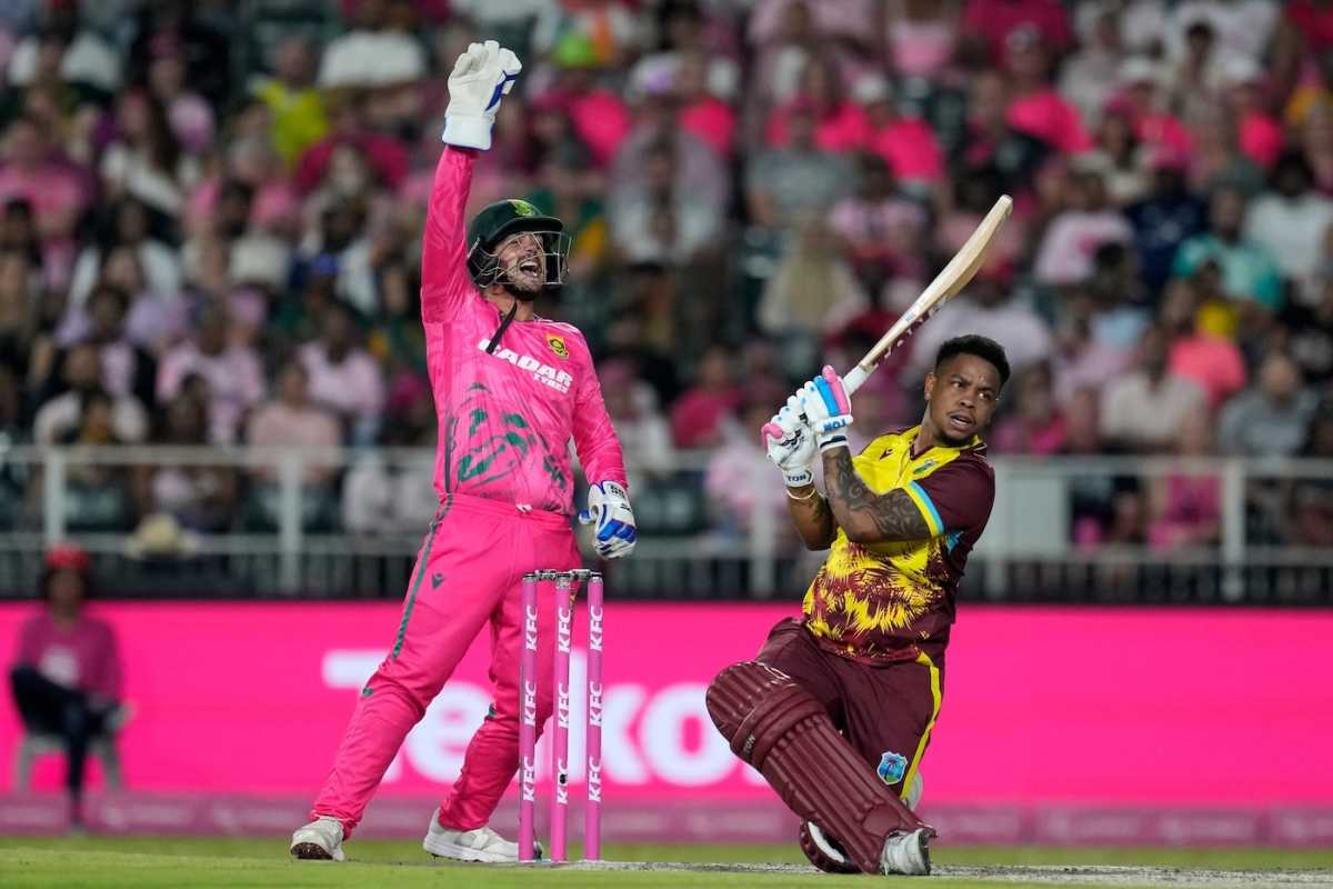 Shimron Hetmyer goes for a big shot, South Africa vs West Indies, 3rd T20I, Johannesburg, January 31, 2026